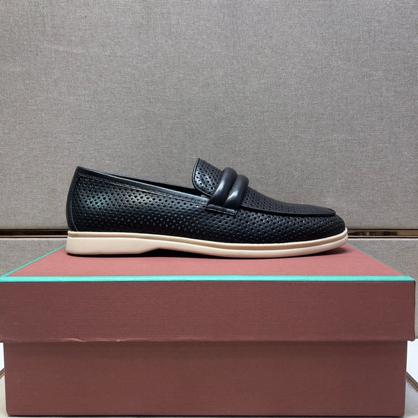 LP PERFORATED LOAFERS BLACK CALFSKIN