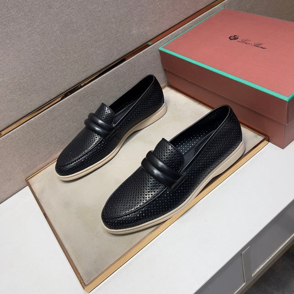 LP PERFORATED LOAFERS BLACK CALFSKIN