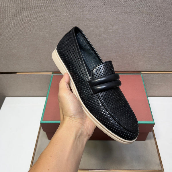 LP PERFORATED LOAFERS BLACK CALFSKIN