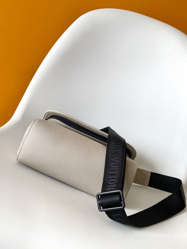 LV Pulse Messenger 26.6cm Sand Color Monogram Shadow embossed calfskin