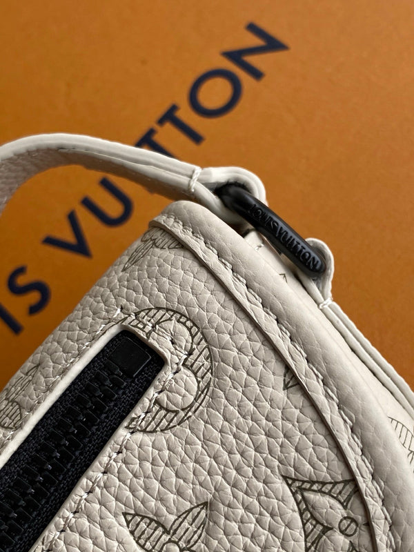 LV Pulse Messenger 26.6cm Sand Color Monogram Shadow embossed calfskin