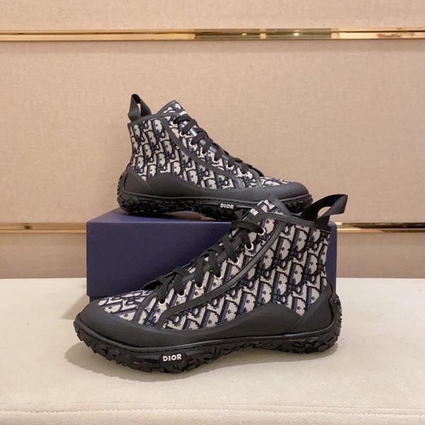 CD B28 HIGH SHOES BLACK AND BEIGE JACQUARD