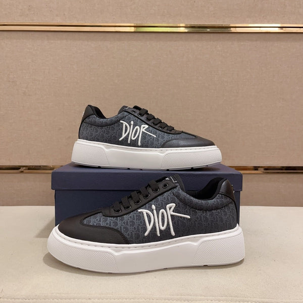 CD HOMME THICK-SOLE SNEAKERS BLACK CALFSKIN