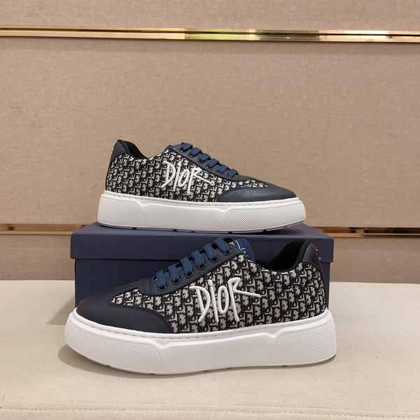 CD HOMME THICK-SOLE SNEAKERS NAVY CALFSKIN