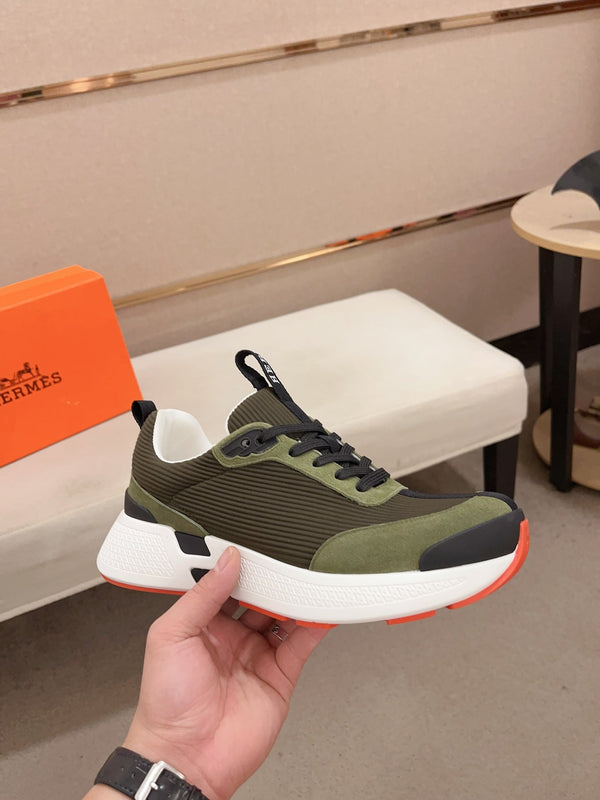 HM HUGO SNEAKER OLIVE WEAVE AND SUEDE