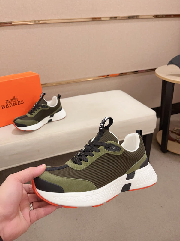 HM HUGO SNEAKER OLIVE WEAVE AND SUEDE