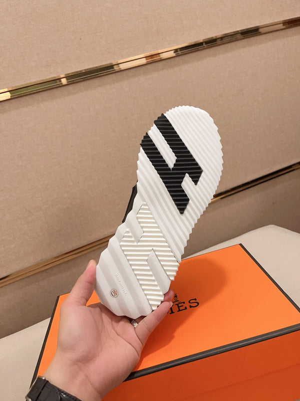 SNEAKER HM H IN TELA NERA E PELLE DI VITELLO