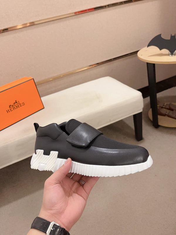 SNEAKER HM H IN TELA NERA E PELLE DI VITELLO