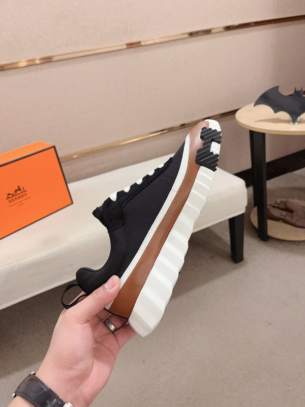 SNEAKER HM BOUNCING IN PELLE DI VITELLO NERA E MARRONE