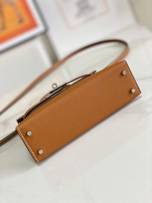 HM Mini Kelly 19cm Gold Epsom Silver Hardware