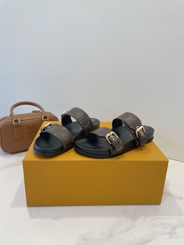 Bom Dia Flat Comfort Mule Brown Monogram canvas 241332