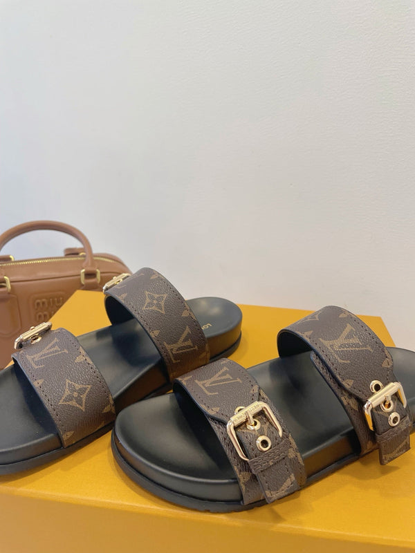 Bom Dia Flat Comfort Mule Brown Monogram canvas 241332