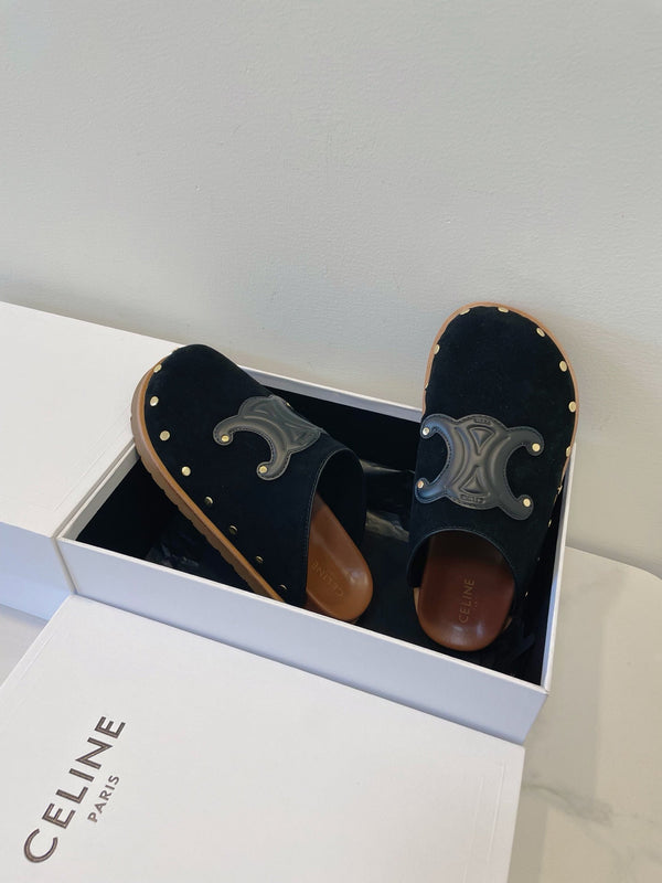 CL Pitea Clog In Black Suede Calfskin 319291