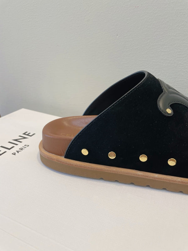 CL Pitea Clog In Black Suede Calfskin 319291