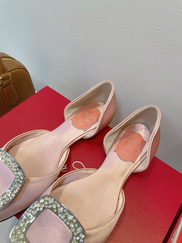 Viv Chips Ballerina Flat Pink Silk 329267
