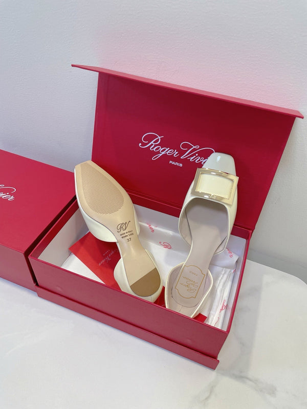 Viv Chips Ballerina Flat Milky Yellow Patent Leather 329269