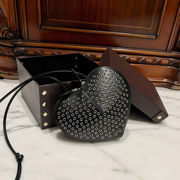 LE COEUR BAG 21 IN BLACK STUDDED CALFSKIN