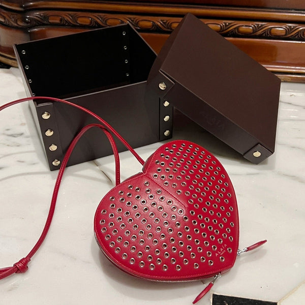 LE COEUR BAG 21 IN RED STUDDED CALFSKIN