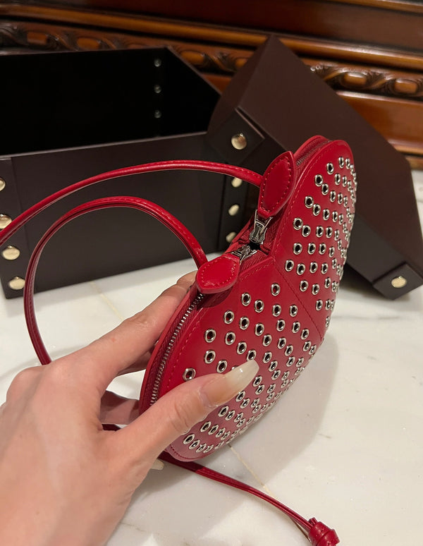 LE COEUR BAG 21 IN RED STUDDED CALFSKIN