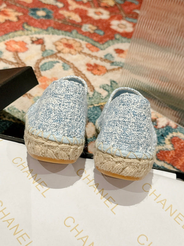 espadrillas cc tessuto blu nuvola paillettes bianche