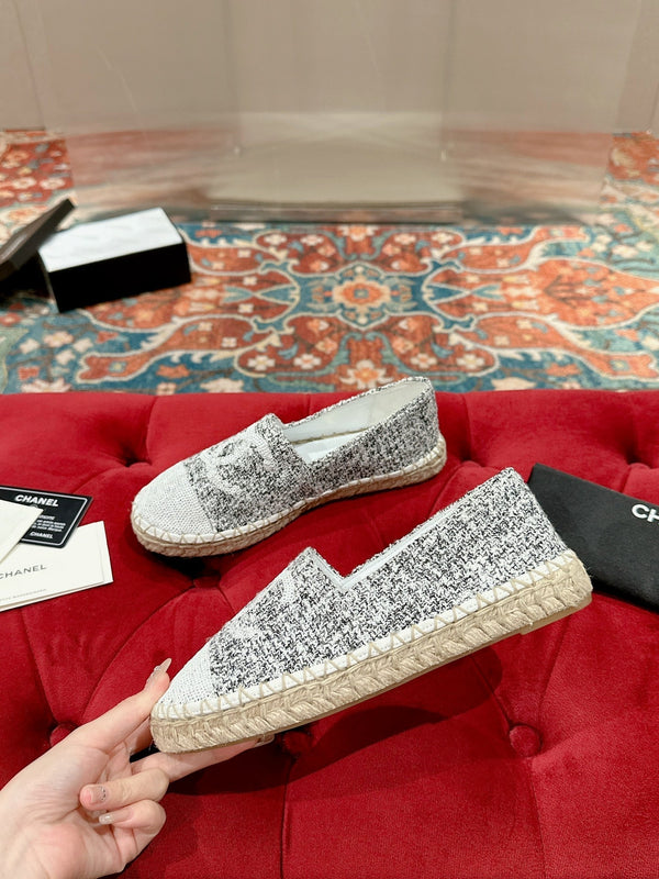 espadrillas cc tessuto grigio paillettes bianche