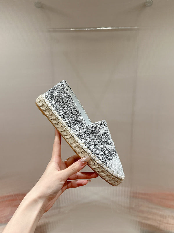 espadrillas cc tessuto grigio paillettes bianche