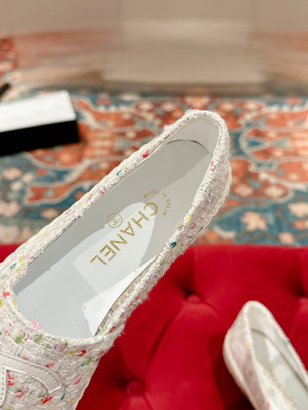 cc espadrilles multicolor tweed white calfskin