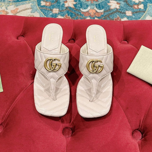 CIABATTA INFRADITO ALTA 55MM IN PELLE DI VITELLO BEIGE CREMA CON FERRAMENTA ORO