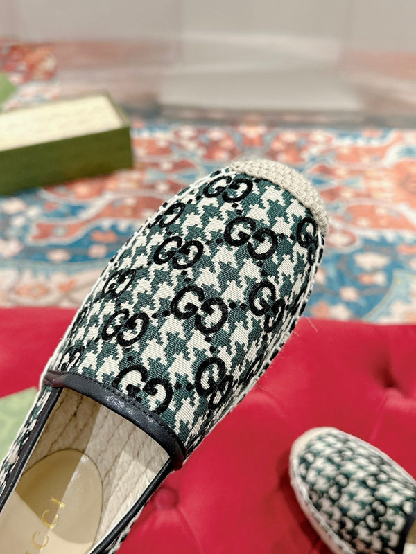 GG ESPADRILLE LOAFER BLACK AND BASIL CANVAS