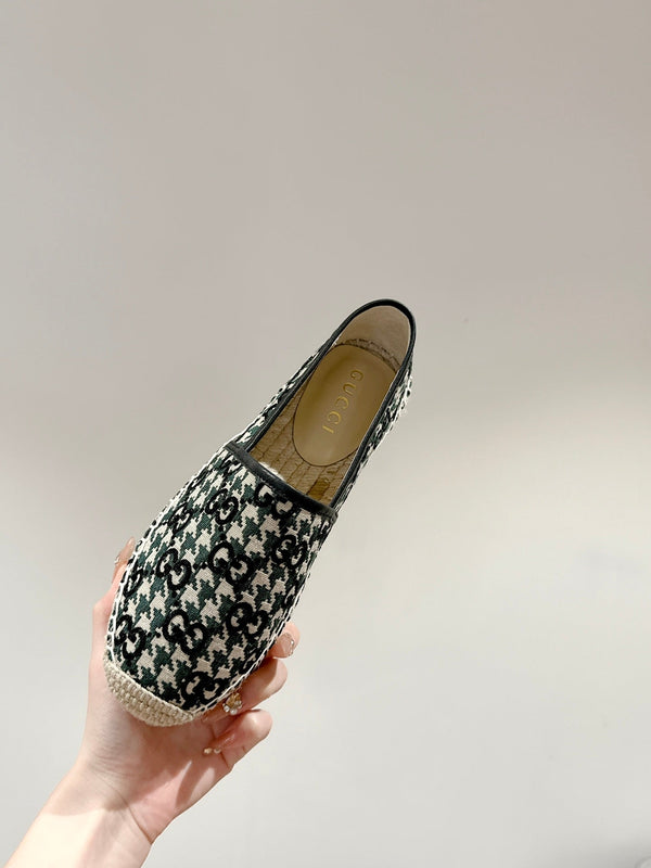 GG ESPADRILLE LOAFER BLACK AND BASIL CANVAS