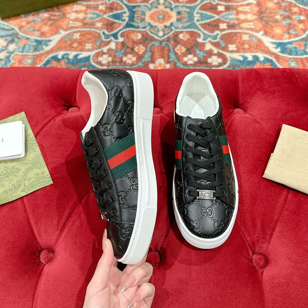 GG Ace Sneaker Black Monogram Empreinte Calfskin