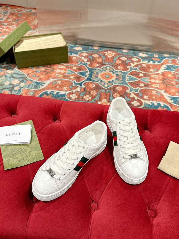 GG Ace Sneaker White Monogram Empreinte Calfskin