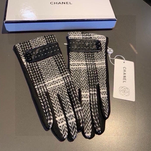 GUANTI IN LANA MISTO NERO BIANCO 429245