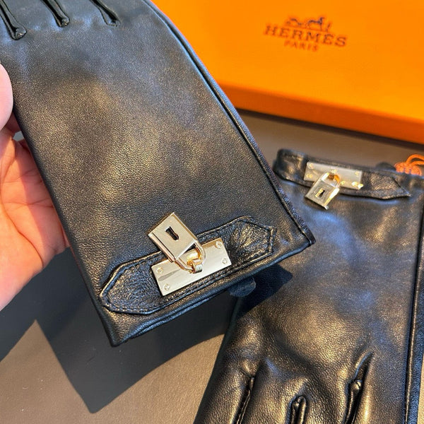 GUANTI CON CHIUSURA IN PELLE DI AGNELLO NERA 463858