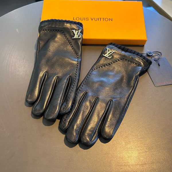 GLOVES IN BLACK LAMBSKIN WITH GOLD LOGO 465009