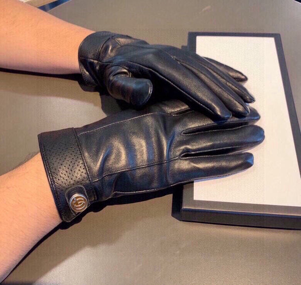 GLOVES IN BLACK CALFSKIN AND FLEECE LINING 465014