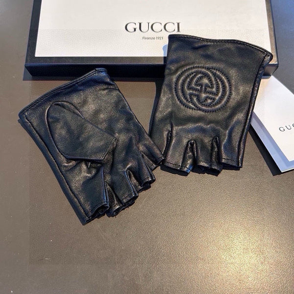 GUANTI SENZA DITA IN PELLE DI AGNELLO NERA E FODERA IN CASHMERE 465790