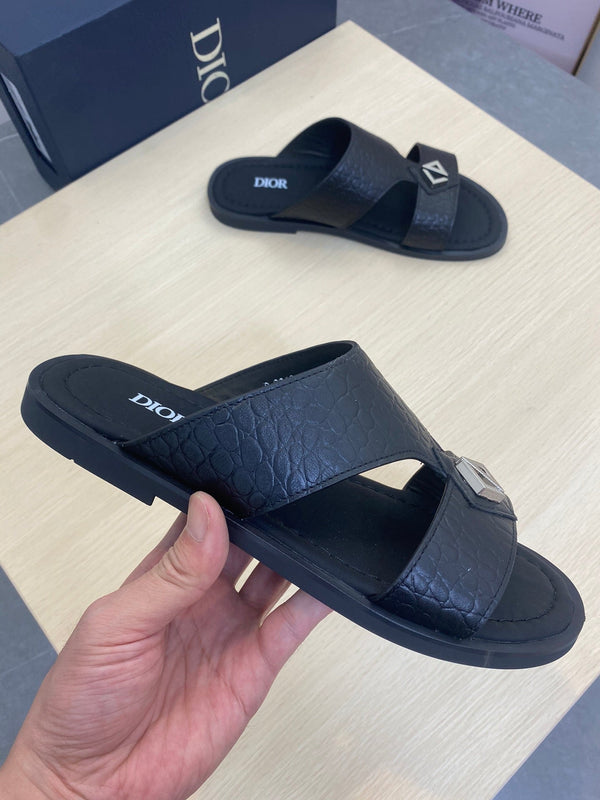 CD ALIDAS CROSS SNAKE MOTIF SANDAL BLACK CALFSKIN