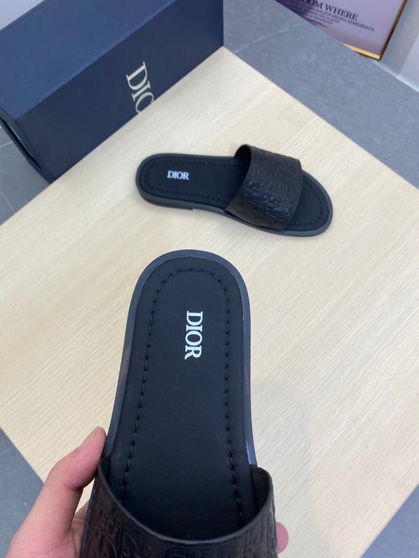 CD SLIDE ALIDAS SLIPPER BLACK MONOGRAM CALFSKIN