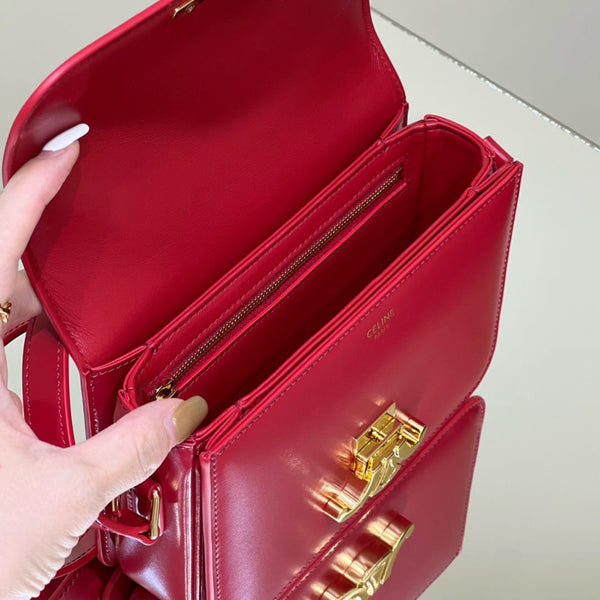 MINI CLAUDE 22 SHINY CALFSKIN CHERRY RED