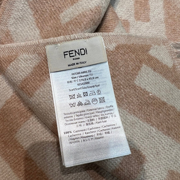 FF 170 CM SCARF IN BEIGE WOOL AND CASHMERE