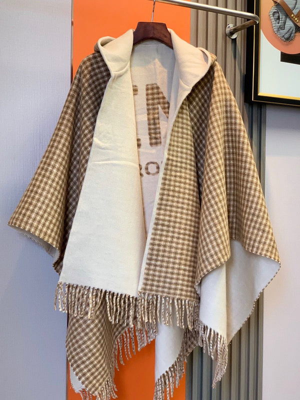 FF PONCHO 160 CM IN BEIGE CASHMERE AND WOOL