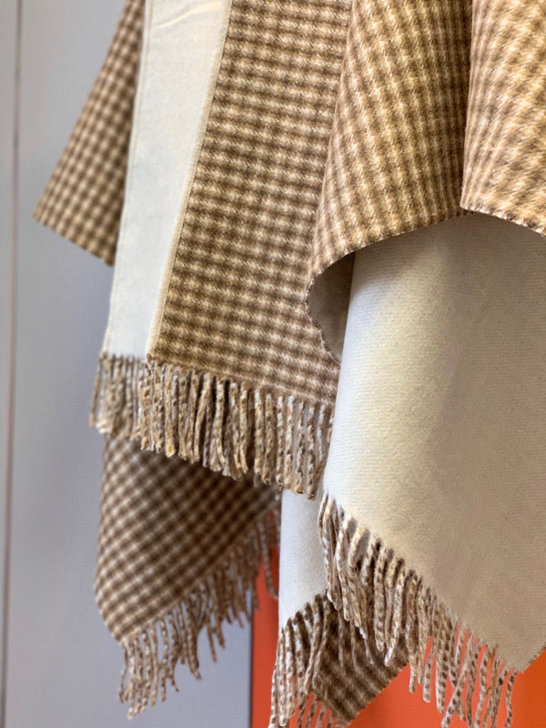 FF PONCHO 160 CM IN BEIGE CASHMERE AND WOOL