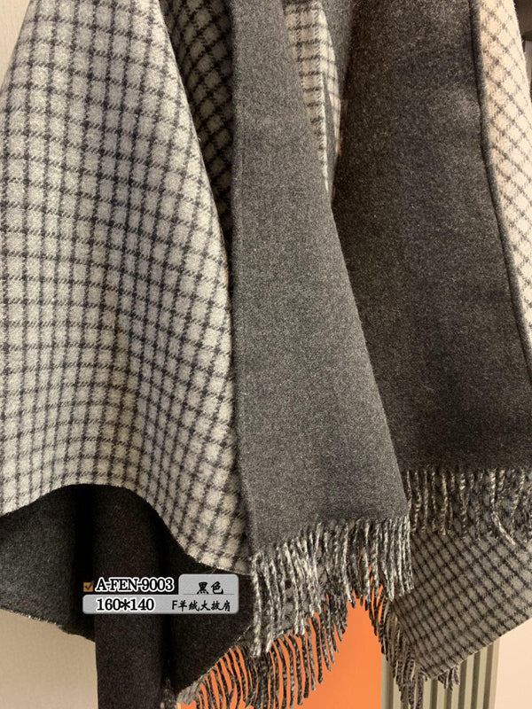 FFPONCHO 160 CM IN BLACK CASHMERE AND WOOL