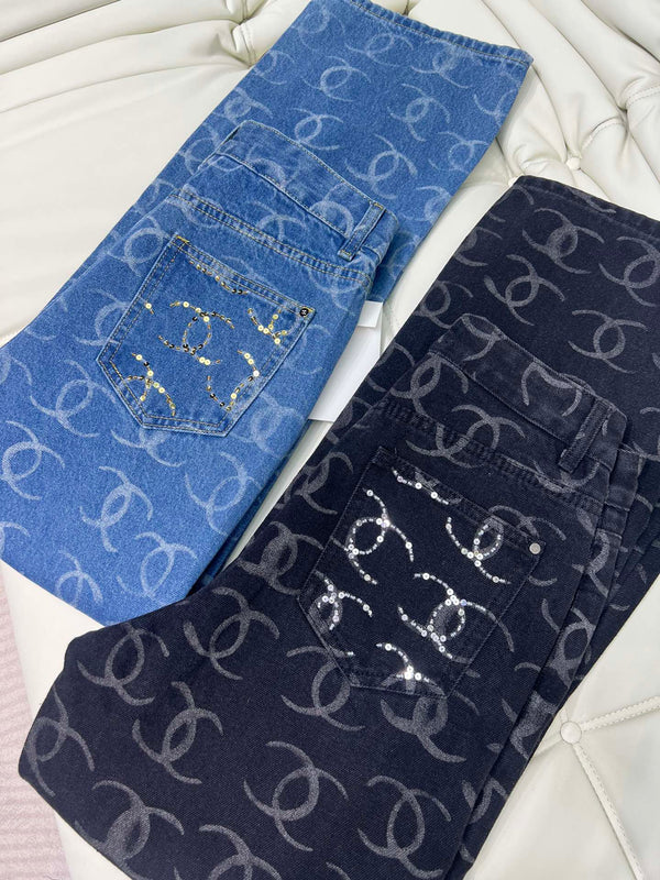 DENIM CC LOGO BLACK JEANS