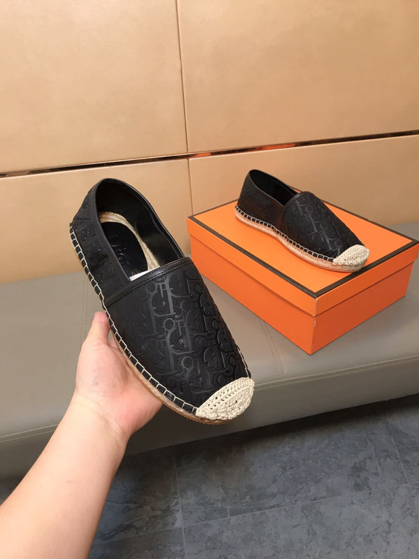 CD PARADISE ESPADRILLE LOAFER BLACK EMBOSSED CALFSKIN