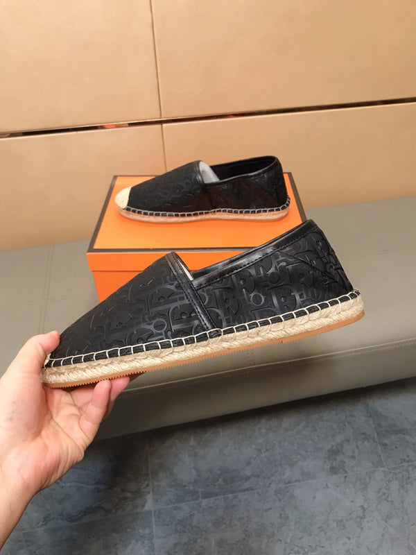 CD PARADISE ESPADRILLE LOAFER BLACK EMBOSSED CALFSKIN