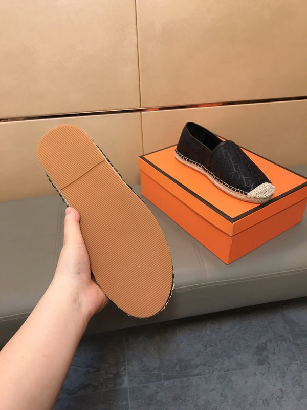 CD PARADISE ESPADRILLE LOAFER BLACK EMBOSSED CALFSKIN