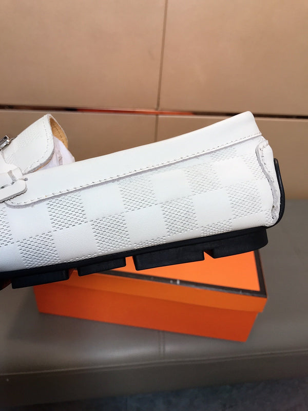 LV LOAFERS IN WHITE DAMIER CALFSKIN