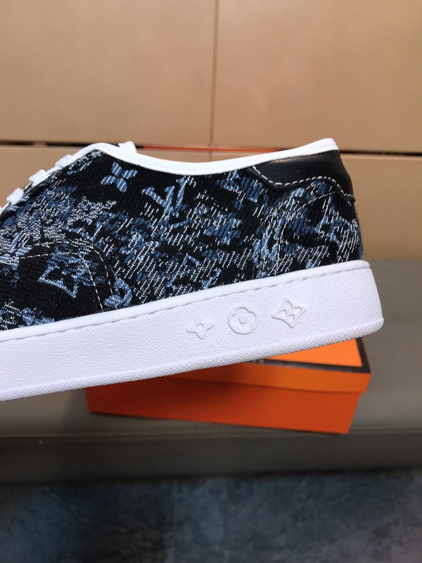 LV TRAINER NERO MIX BLU MONOGRAMMA JACQUARD